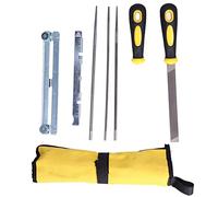 Segrehy Kit d'affûtage de tronçonneuse Portable à affûtage Rapide 3/16 po 5/32 po 7/32 po Outils de Lime Plate Ronde avec Sac de Rangement pour l'entretien de la tronçonneuse Acier Fer