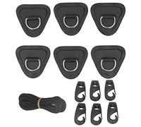Segrehy Lot de 6 Cordes élastiques en PVC avec Anneau en D et Cordon élastique en Acier Inoxydable pour Bateaux gonflables, canoës, Kayaks, Planches de Surf et Paddles verticaux (Noir)