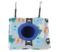 Segrehy Nid d'oiseau Chaud en Peluche, hamac Suspendu, lit de Couchage pour Hamster, Perroquet, Perruche, Petits Animaux de Compagnie, Flanelle, légère et Confortable (Chat + Fond Bleu)