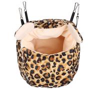 Segrehy Nid Suspendu pour Hamster, Planeur à Sucre, Maison en Coton épais, Chaud et Doux, lit pour Animaux de Compagnie, Maison de Jeu pour Petits Animaux, imprimé léopard, 14x14x16cm