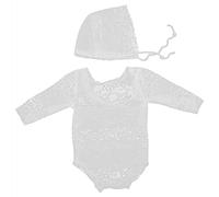 Segrehy Nouveau-né bébé photographie accessoire chapeau barboteuse ensemble dentelle tissu conception doux respirant peau amicale pour bébés garçons filles dans un délai d'un mois 11 x (Blanche)