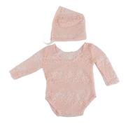 Segrehy Nouveau-né bébé photographie accessoire chapeau barboteuse ensemble dentelle tissu conception doux respirant peau amicale pour bébés garçons filles dans un délai d'un mois 11 x (Rose)