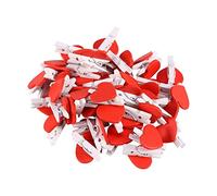 Segrehy Pinces à chevilles en bois en forme de cœur, pinces à mémo, photos, décoration de fête de mariage, de noël, tout nouveau cœur coloré en bois de haute qualité, idéal pour