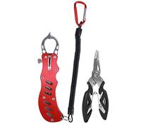Segrehy Pinces De Pêche Poissons Poignées Polyvalent Portable Pêche Pinces Ensemble avec Lanière et Gaine Bleu Rouge Noir Léger pour Pêche en Bateau (Rouge)