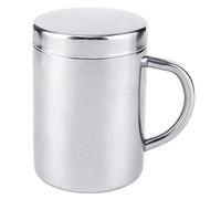 Segrehy Portable Stainless Steel Double Wall Mug Anti-scald Coffee Tea Milk Cup with lid for Home Office Travel (Matériau 304 220ML (avec couvercle))