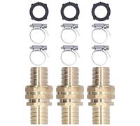 Segrehy Raccord de tuyau d'arrosage en laiton - Kit de réparation direct pour arrosage de jardin, irrigation agricole, 3 filetages mâles, 3 filetages femelles 1,9 cm et 1,5 cm