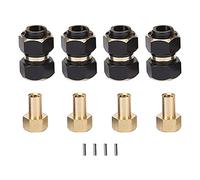 Segrehy Rallonges de moyeu hexagonales en Laiton pour Roues RC, 10 mm, usinées CNC, Robustes, pour chenilles Traxxas TRX4M 1/18 RC, Noir et Or, 4 pièces