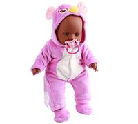 Segrehy Reborn Baby Doll réaliste Nouveau-né Peau Noire Vinyle 16 Pouces adorables vêtements avec Sucette Cadeau Parfait pour Les Enfants Anniversaire noël