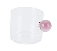 Segrehy Tasse à thé en verre, transparente, résistante à la chaleur, tasse à café avec poignée boule, 120ml (Poignée rose)