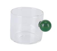 Segrehy Tasse à thé en verre, transparente, résistante à la chaleur, tasse à café avec poignée boule, 120ml (Verte)