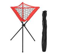 Segrehy Triangulaire Ball Net Sac Portable Léger Baseball Softball Frappeur Pratique Trépied Rack À Billes avec Tissu Oxford pour Formation De Baseball Rouge 41,9 Pouces