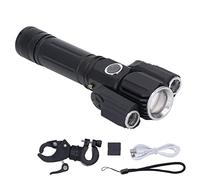Segrehy Triple Head Lampe de poche en aluminium ABS ABS 2600mAH USB Aircraft USB Lampe multifonction en forme de braquette avec support pour le cyclisme d'aventure en plein air