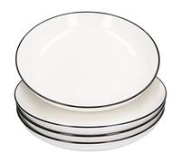 Segrehy Vaisselle en céramique ligne noire assiettes rondes de 8 pouces pour salades, réglage de Table à Steak