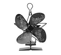 Segrehy Ventilateur de cheminée alimenté par la chaleur, 4 pales, motif père Noël, distribution efficace de la chaleur, circulation d'air chaud pour four à granulés de charbon de bois, (Noire)