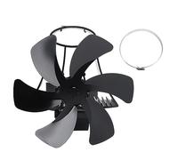 Segrehy Ventilateur de poêle à chaleur, support mural magnétique, ventilateur thermique auto-générant pour cheminées, poêles à bois, alliage d'aluminium, conception à 6 pales (Noire)