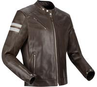 Segura Romeo Blouson de moto en cuir, Marron/blanc, Taille 3XL