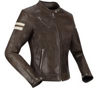 Segura Romeo Blouson en cuir de moto pour femmes, Marron/blanc, Taille 36