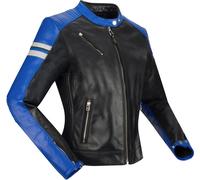 Segura Romeo Blouson en cuir de moto pour femmes, noir-blanc-bleu, taille 44