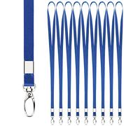 Segus Lanière tour de Cou Bleu, 10 Pièces Long Cordon Bleu avec Boucle Pivotante en Métal, Longe pour Porte Badges d'Identification, Clés, Carte de Bus, Strap non Imprimée, Fournitures de Bureau