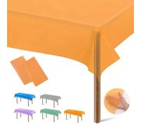 Segus Nappe Jetable, 2 Pièces 137 * 274 Nappe de Table Rectangulaire, Nappe de Fete, Nappe Plastique Peva, Nappe Impermeable, Nappe de Table Orange pour Halloween