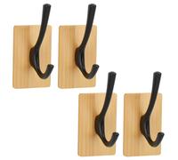 Segus Patere Adhesive, 4 Piezas Crochet Adhesif Mural, Crochets à Serviette en Bambou, Patere Bambou Auto Adhésif pour Salon et Bureau, pour Clés et Parapluies