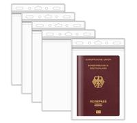 Segus Porte Badge, 5 Pièces 11.8 * 17.8cm Porte Carte Transparent, Pochette Badge Horizontal en Pvc Plastique, Imperméable, pour Passeport, Carte de Bus