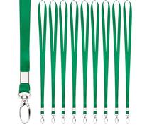 Segus Tour de Cou Clef, 10 Pièces Laniere Porte Clé, Cordon Clef avec Boucle Pivotante en Métal, pour Infirmières, Employés, Étudiants, Enseignants (Herbe Vert)