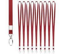 Segus Tour de Cou Clef, 10 Pièces Laniere Porte Clé, Lanyards avec Boucle Pivotante en Métal, Cordon Clef Cou pour Porte Badges Identification, Clés, Carte de Bus (Dattes Rouge)