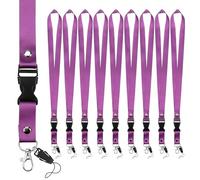 Segus Tour de Cou Porte Clé, 10 Pièces Cordon Badge Tour de Cou avec Boucle Détachable, Lanyard pour Porte Badges d'Identification, Clés (Violet Foncé)