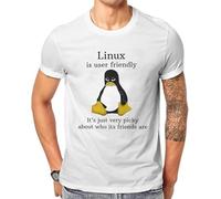 SEGY8876S Linux Operating System Tux Penguin Friendly Just Picky Distinctive T Shirt White XXL