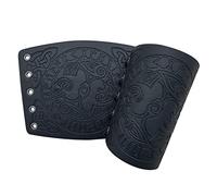 Sehaby Brassards en Cuir Viking 2 pièces, Bracelet de Bras en Relief médiéval, protège-Bras PU Marteau de Thor, Brassards en Cuir Vintage pour Hommes Femmes (Le Noir)