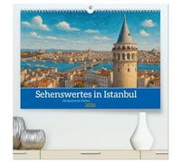Sehenswertes in Istanbul - Die Sprache der Farben (hochwertiger Premium Wandkalender 2026 DIN A2 quer), Kunstdruck in Hochglanz: Ein künstlerischer Blick in Ölmalerei Mischtechnik