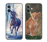 SEHEYA 2 Pièces Coque pour Oppo A40 4G / A60 5G / A3X / A3 Etui avec Motif Animal Motif Imprimé Noir Mat Souple Mince Silicone TPU Housse Antichoc Anti-Rayures Protection Cover, Cheval Lion