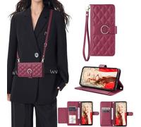 SEHEYA Compatible avec Vivo Y18 4G / Y03 4G / Y28S 5G Coque Portefeuille avec Cordon et Porte Carte Étui à Rabat Cuir PU Réglable Collier Bande Sac de téléphone Housse Mini Pochette Rouge