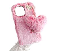 SEHEYA Coque Peluche pour Blackview A55 / Oscal C60 Toute Douce Étui TPU Silicone Doux Fourrure Pendentif Coeur d'amour Téléphone Portable Housse Femmes Filles, Rose Pêche