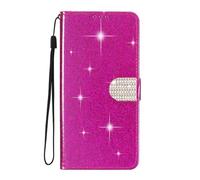 SEHEYA Coque Portefeuille pour Huawei Y5P / Honor 9S Etui à Rabat Paillettes en Cuir PU Scintillant Housse Béquille Pliable avec Diamant Boucle Magnétique, Fuchsia