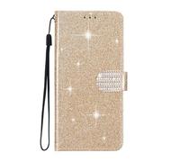 SEHEYA Coque Portefeuille pour Oppo A74 5G / A 54 5G / A93 5G Etui à Rabat Paillettes en Cuir PU Scintillant Housse Béquille Pliable avec Diamant Boucle Magnétique, Or