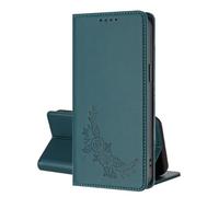 SEHEYA Coque pour Honor X8 5G / 70 Lite 5G / X6 4G Housse Rabat Gaufré Fleur Étui en Cuir PU Flip Folio Clapet Portefeuille Blocage RFID Fermeture Magnétique Béquille Porte Cartes Cover, Vert Foncé