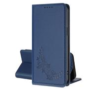 SEHEYA Coque pour Honor X8 5G / 70 Lite 5G / X6 4G Housse Rabat Gaufré Fleur Étui en Cuir PU Flip Folio Clapet Portefeuille Blocage RFID Fermeture Magnétique Béquille Porte Cartes Cover, Bleu Marine