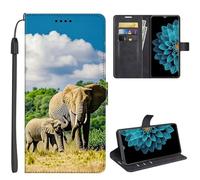 SEHEYA Coque pour Oppo A16 / A16S / A54 4G / A55 5G Etui à Rabat Flip Folio Portefeuille 3D Motifs Housse de Fonction Support Magnétique Porte Cartes Folio Case, Éléphants