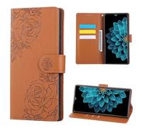 SEHEYA Coque pour Oppo A16 / Oppo A16S / Oppo A54S Embossed Fleur Housse en Cuir à Rabat avec Porte Carte Portefeuille Étui Magnétique Fonction de Support Antichoc Folio Case, Marron