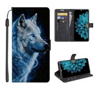 SEHEYA Coque pour Oppo A54 4G Étui à Rabat, Loup Rêveur