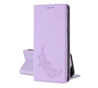 SEHEYA Coque pour Oppo A78 5G Housse Rabat Gaufré Fleur Étui en Cuir PU Flip Folio Clapet Portefeuille Blocage RFID Fermeture Magnétique Béquille Porte Cartes Cover, Violet Clair