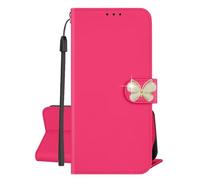 SEHEYA Coque pour Realme Note 50 4G / Realme C51 4G Etui à Rabat Paillettes Diamant Papillon Portefeuille en Cuir PU Housse de Protection Magnétique Porte-Cartes Folio Case, Rouge Rosé