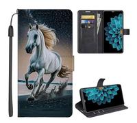 SEHEYA Coque pour Wiko Y82 Etui à Rabat Flip Folio Portefeuille 3D Motifs Housse de Fonction Support Magnétique Porte Cartes Folio Case, Cheval Étoilé