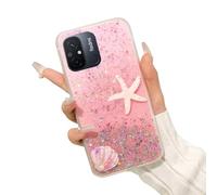 SEHEYA Coque pour Xiaomi Redmi 12C / Redmi 11A / Poco C55 Etui à Paillettes Silicone TPU Souple Mignon Étoile de Mer Coquillages Housse de Téléphone Antichoc Doux Protection Case, Rose