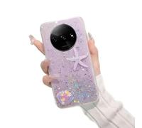 SEHEYA Coque pour Xiaomi Redmi A3 4G / A3X / Poco C61 4G Etui à Paillettes Silicone TPU Souple Mignon Étoile de Mer Coquillages Housse de Téléphone Antichoc Doux Protection Case, Violet