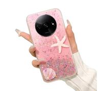 SEHEYA Coque pour Xiaomi Redmi A3 4G / A3X / Poco C61 4G Etui à Paillettes Silicone TPU Souple Mignon Étoile de Mer Coquillages Housse de Téléphone Antichoc Doux Protection Case, Rose