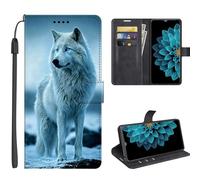 SEHEYA Coque pour Xiaomi Redmi Note 13 4G Étui à Rabat, Loup Neige