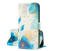 SEHEYA Coque Rabat Compatible avec Xiaomi Redmi Note 14 5G / Poco M7 Pro 5G Etui Portefeuille en Cuir PU à Motifs Housse de Protection Magnétique Folio Case, Fleur Bleu